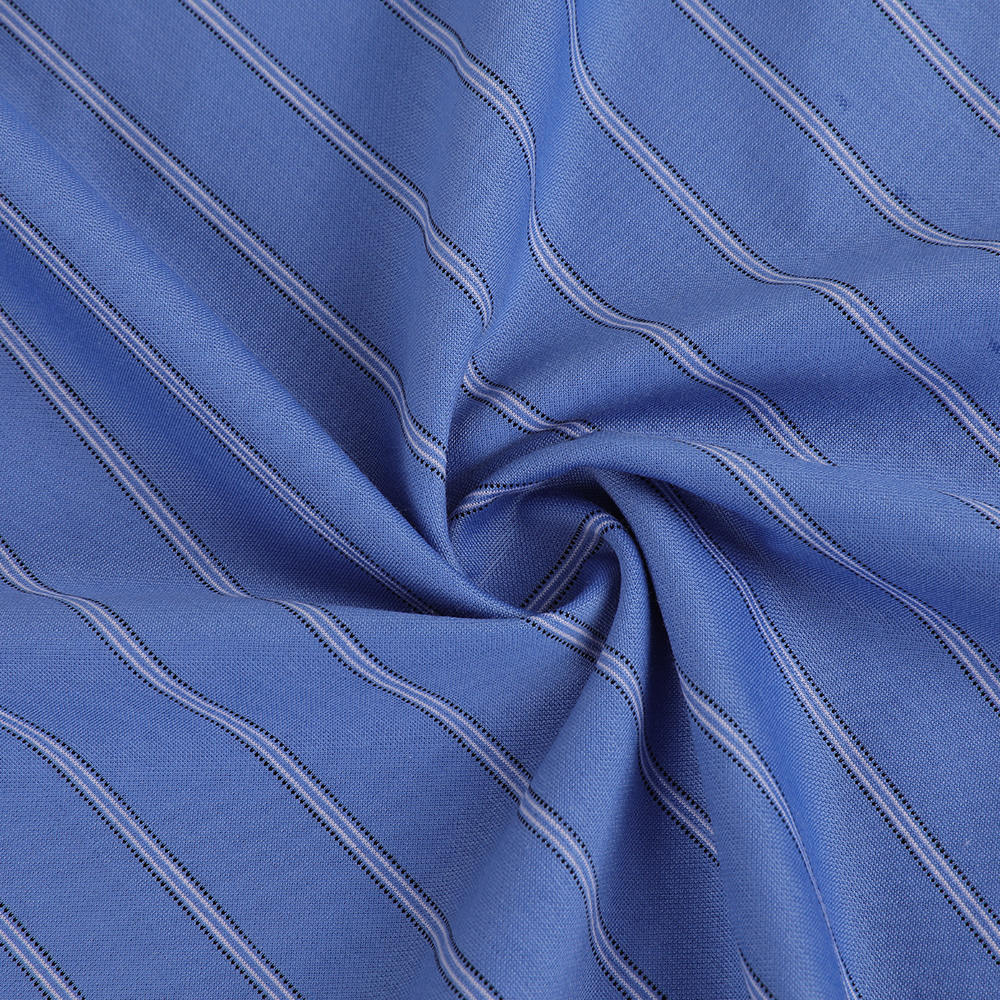 Sesame-point facile Care LA Breathable and Conforty Striped Cotton-Polyester Jacquard Shirt Tissu